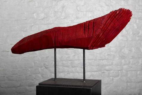 Annabelle Hyvrier, 'Fantaisie 2'  cedar, red beads, paint, 2017, l:70cm, ht: 50cm