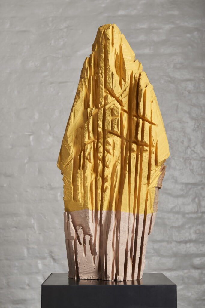 Annabelle Hyvrier 'Madonna' cedar, paint, 75x 35x 24cm, 2017.